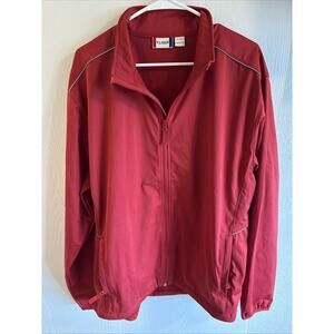 Clique Mens Rain Jacket Size XL Red Zip Up Pockets Outdoor Lightweight